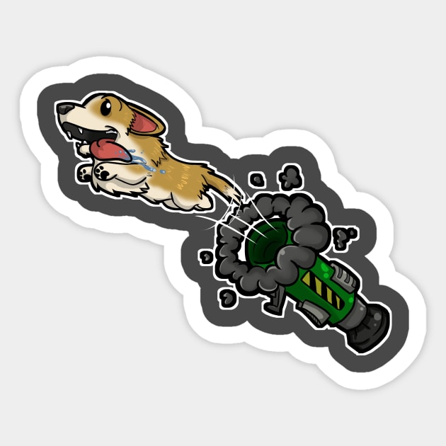 Corgi Cannon 3000 Sticker by Aggro's Wares